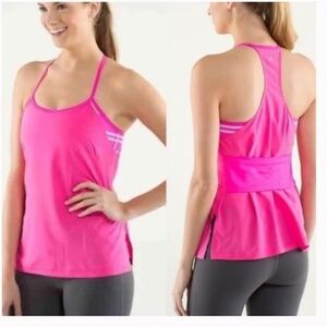 LULULEMON Amped Up Tank Top Raspberry Glo Light Groovy Multi Stripe Size 6